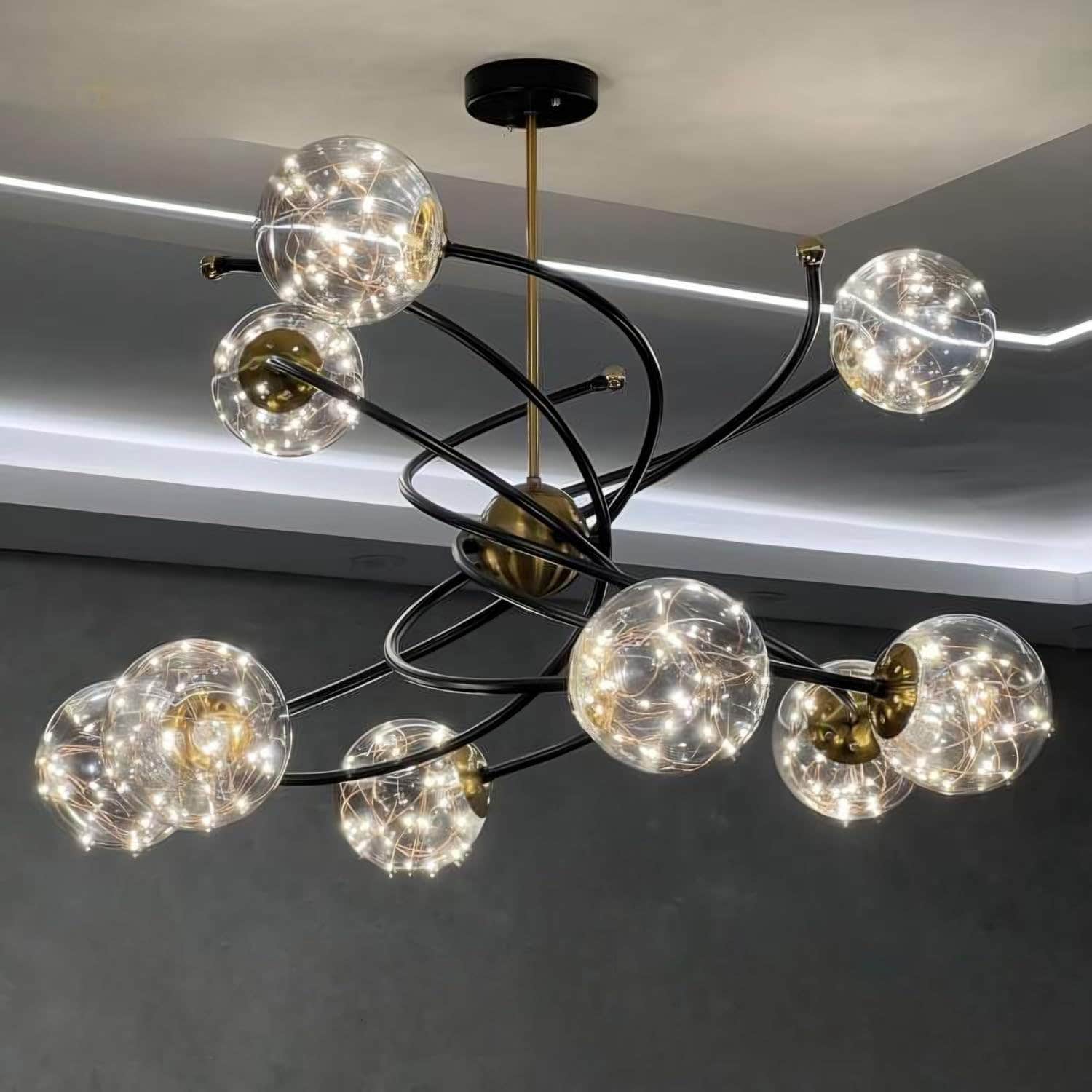 Enara Modern Crystal Ceiling Chandelier LED 60W Black