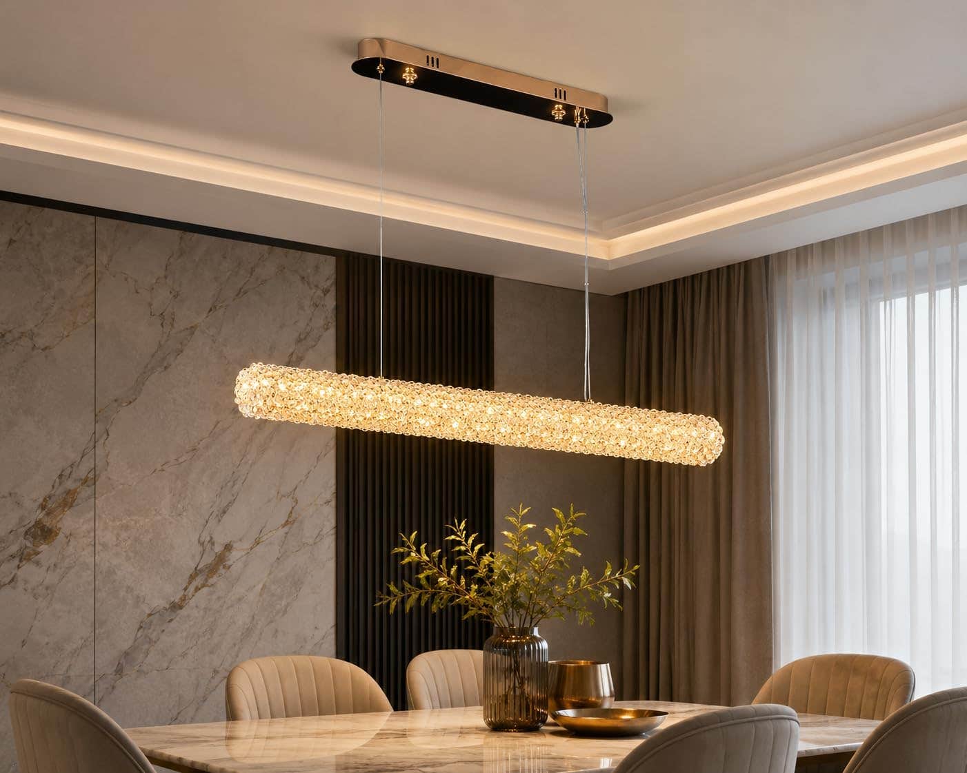 Enara Stainless Steel Ceiling Chandelier, 60W, 3 Lighting Modes, Gold Finish