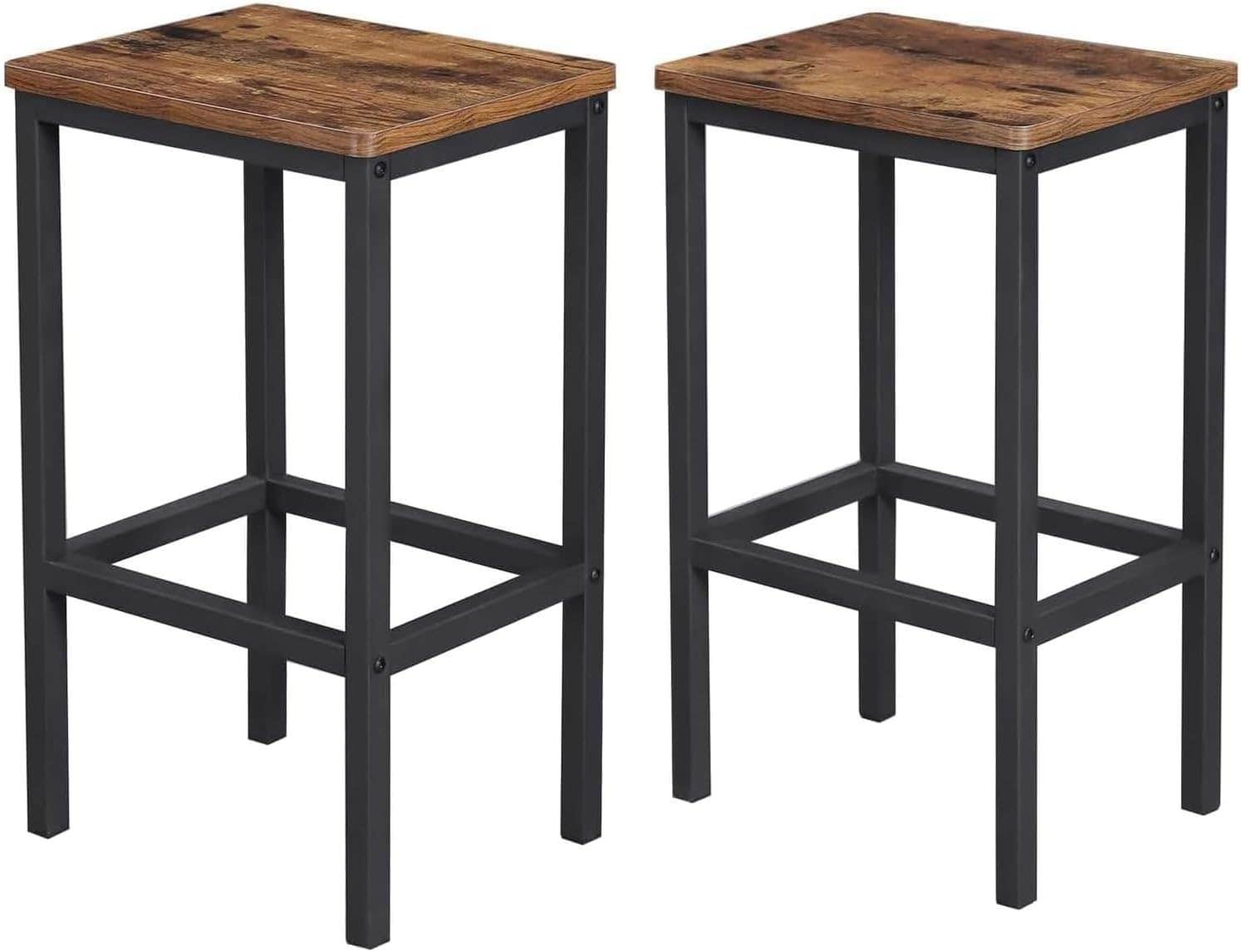 Gogoya 3-Piece Dining Table Set with 2 Stools, Industrial Style, Brown - Easy Assembly