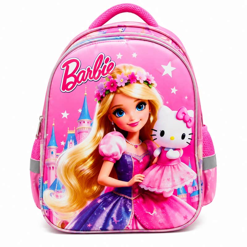 Girls' 16-inch backpack with Barbie and Hello Kitty design – versatile school bag in 3 styles