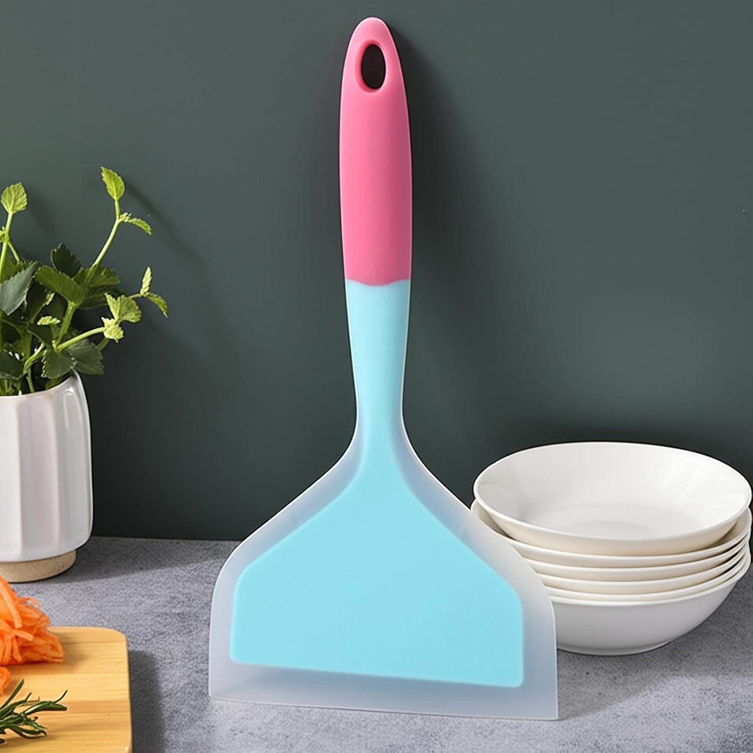 Generic Wide Silicone Spatula for Cooking - Non-Stick, High Quality - Pink/Blue/Purple The color may vary depending on stock availability