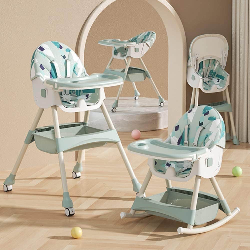 FPT Baby High Chair 6 in 1 Folding Recline Feeding Booster Seat - Green
