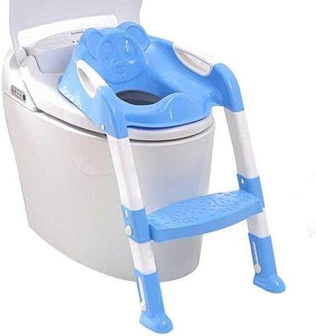 Baby's Toilet Training Seat with Step Stool, Blue - Easy Install - Plastic