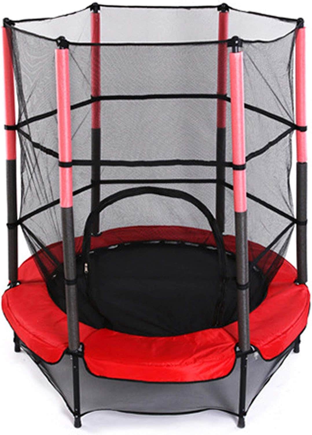GHAZAL 5ft Kids Trampoline with Safety Enclosure Net | Red Mini Trampoline for Kids | Heavy Duty Frame & Jumping Mat