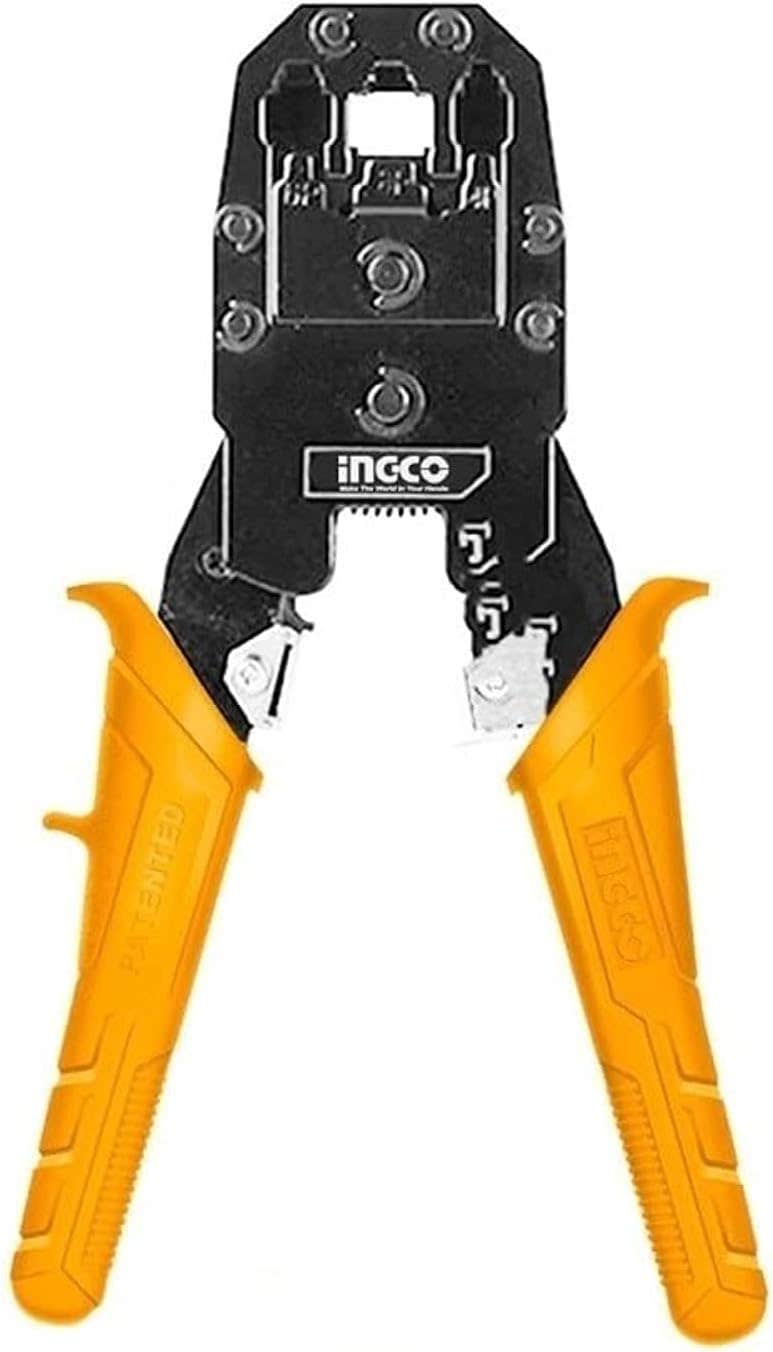 Ingco Modular Plug Crimping Tool - RJ45 RJ11 RJ12 8 inch Yellow HMPC1468P