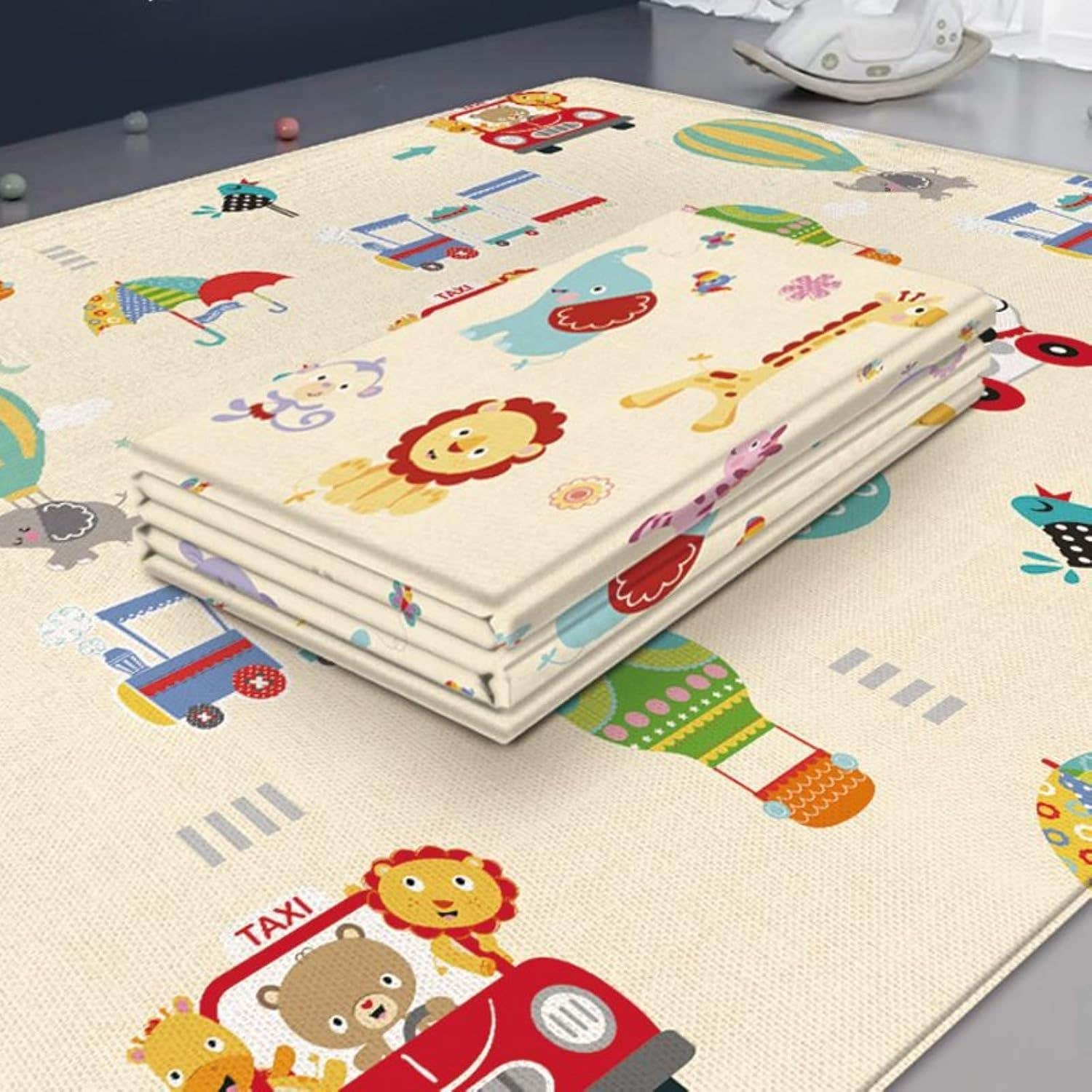 Miibiscolit Baby Play Mat | Reversible Design, Foldable Foam, Non-Slip Waterproof | 180 x 100 cm
