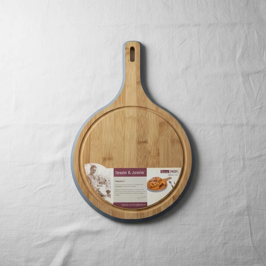 The Tessie & Jessie Minimalist 26cm Circular Wooden Cutting Board (Slate Blue Edition)