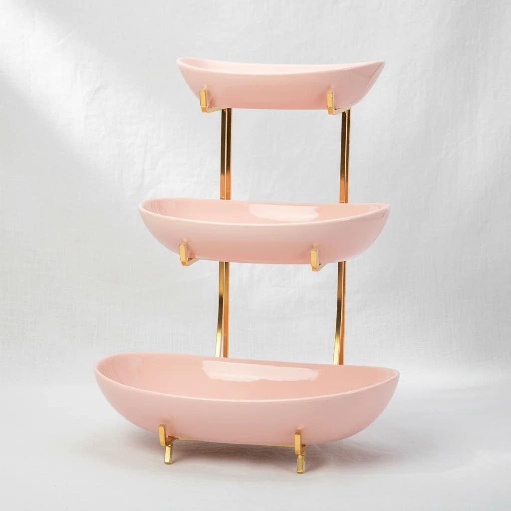 The Minimalist Hospitality Pavilion (3-Tier Pink Stainless Serving Tray)
