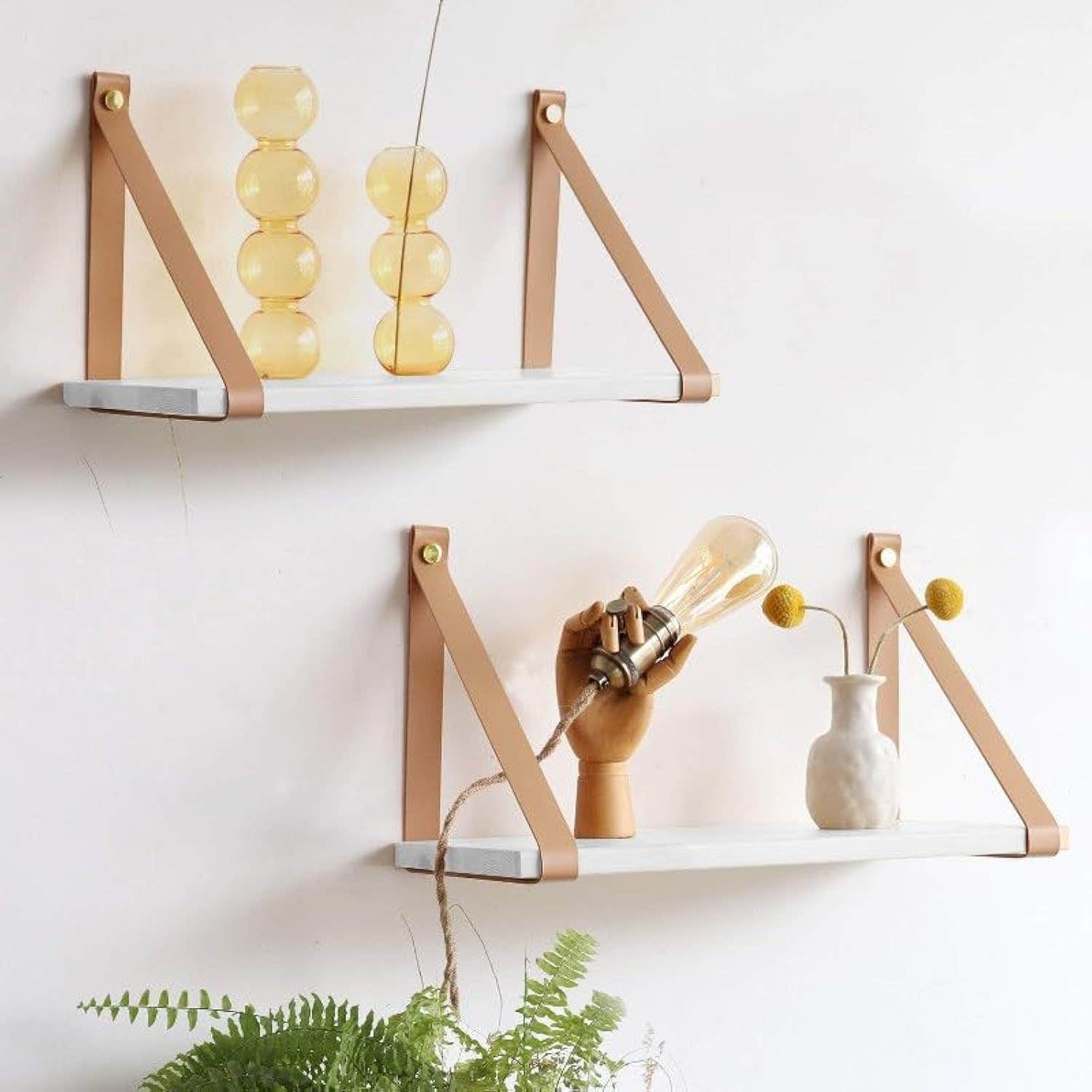 Home Gallery Rustic White Floating Shelf 45x20 cm - Heavy Duty, Waterproof - Engineered Wood - Wall Mount