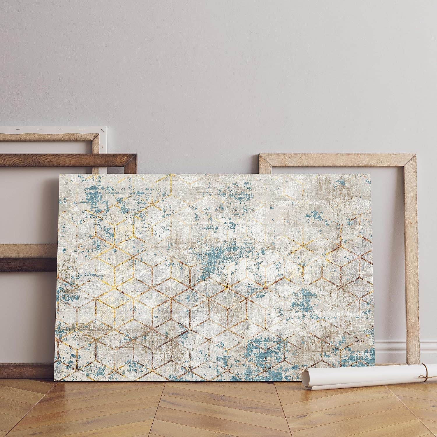 Home Gallery simple abstract line art pattern retro carpet Printed canvas wall art 60x40 cm