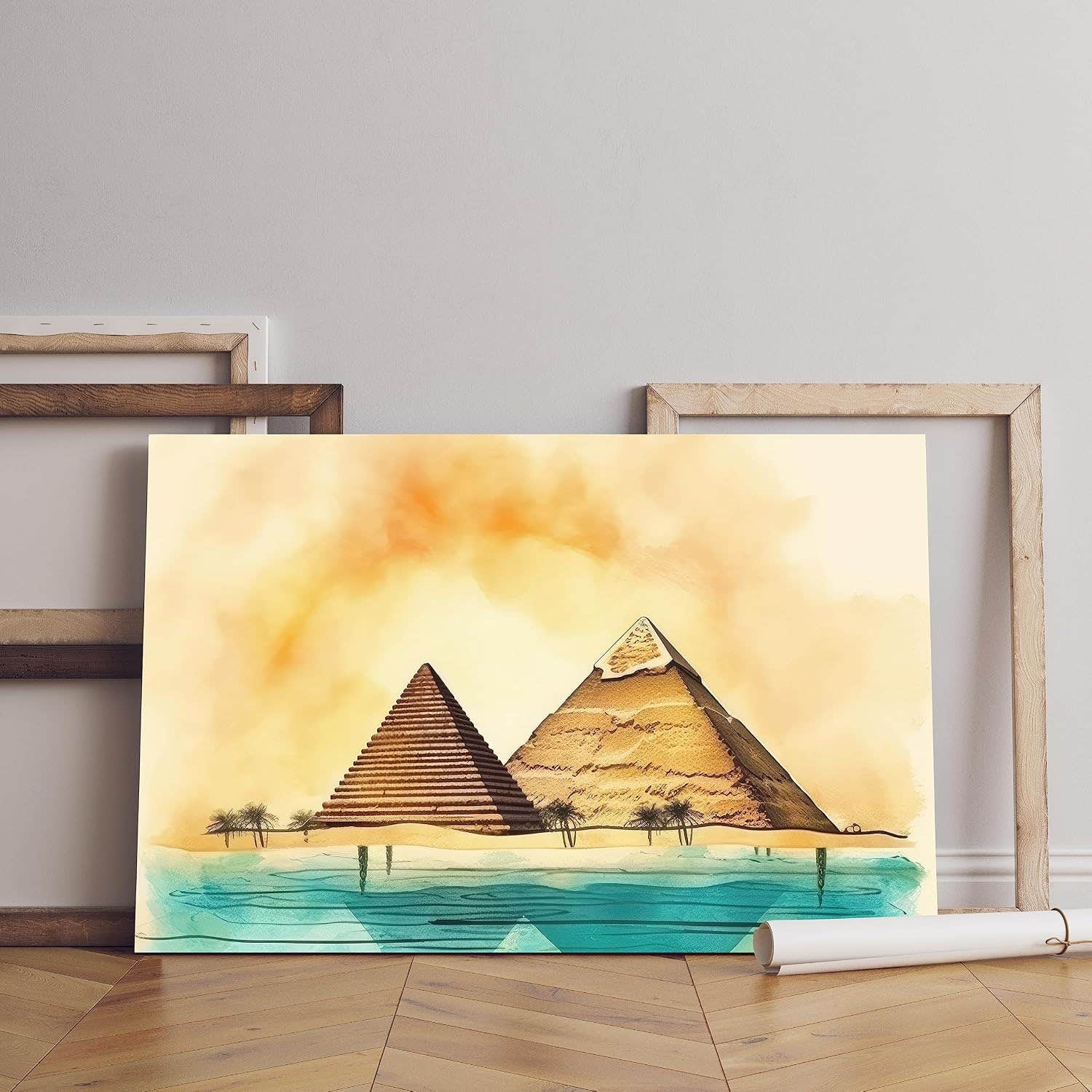 Home Gallery watercolor illustration pyramids egypt Printed canvas wall art 60x40 cm