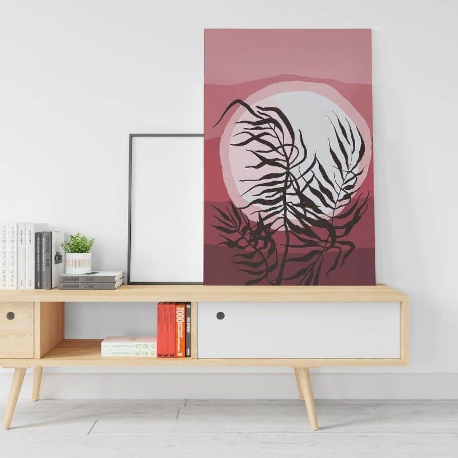 Home Gallery Branches with moon in Scandi Landscape Printed canvas wall art 60x40