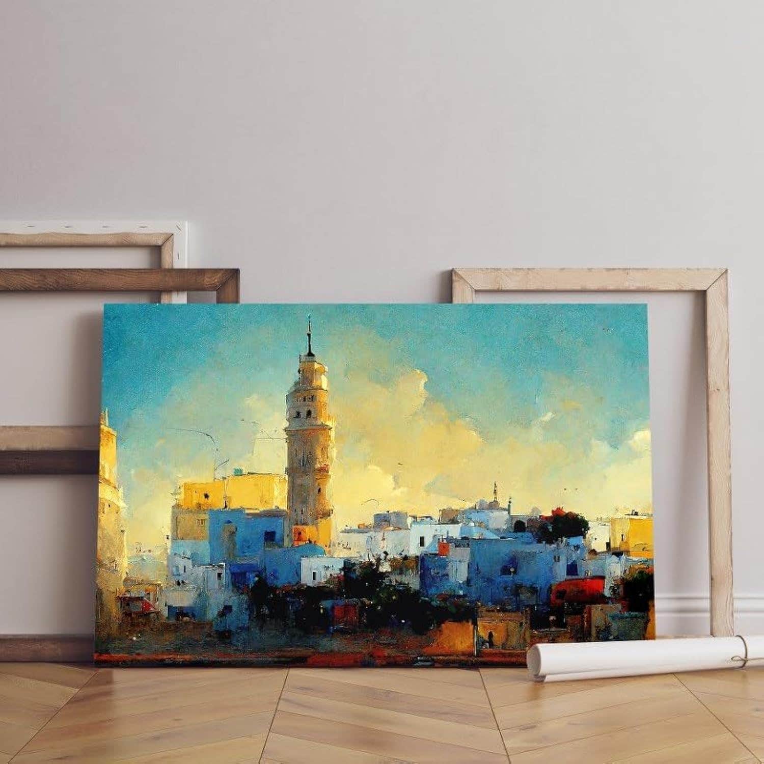Home Gallery Tunisia city painting illustration tunisia landmarks art Printed canvas wall art 60x40