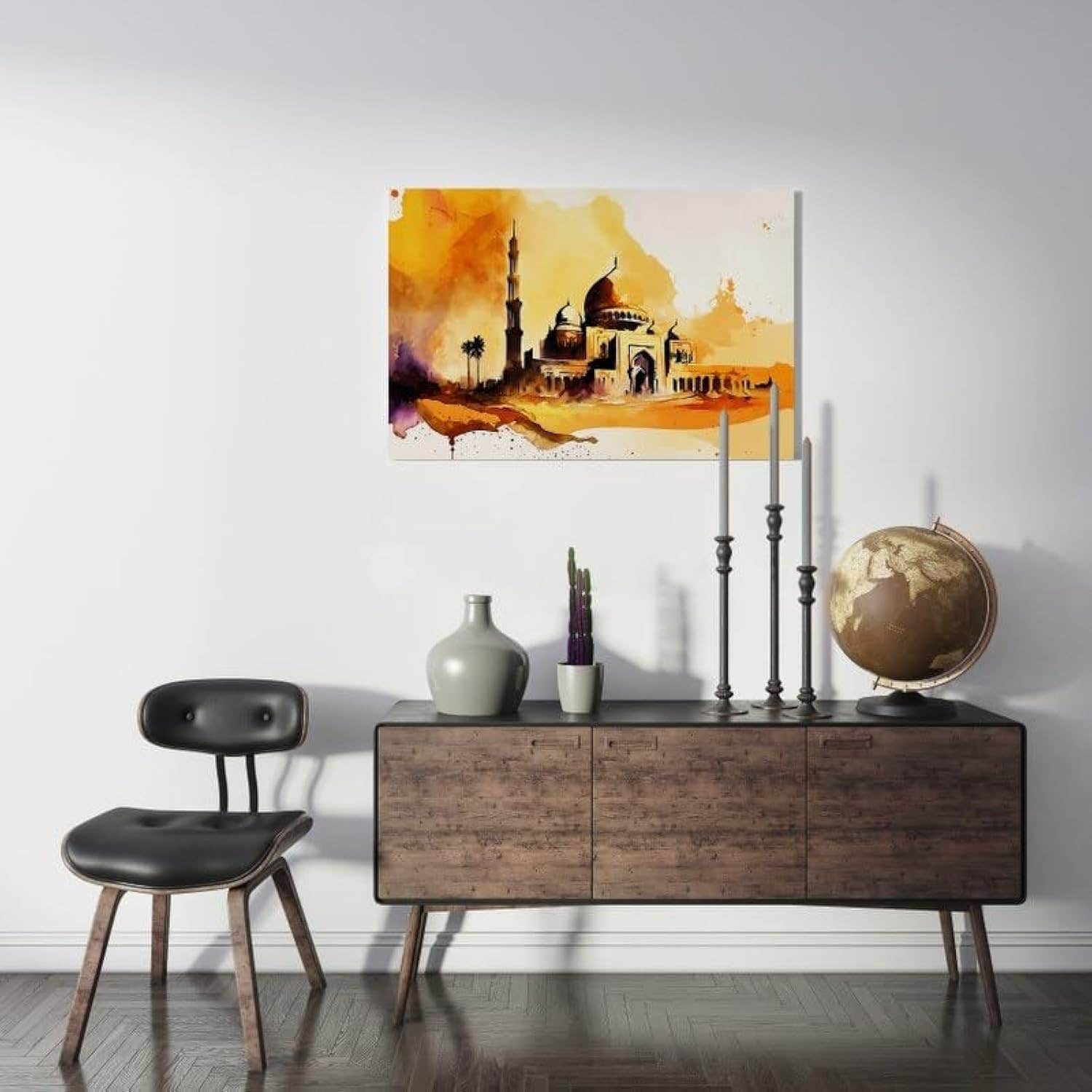 Home Gallery The beauty of islamic heritage in watercolor mosques Printed canvas wall art 60x40
