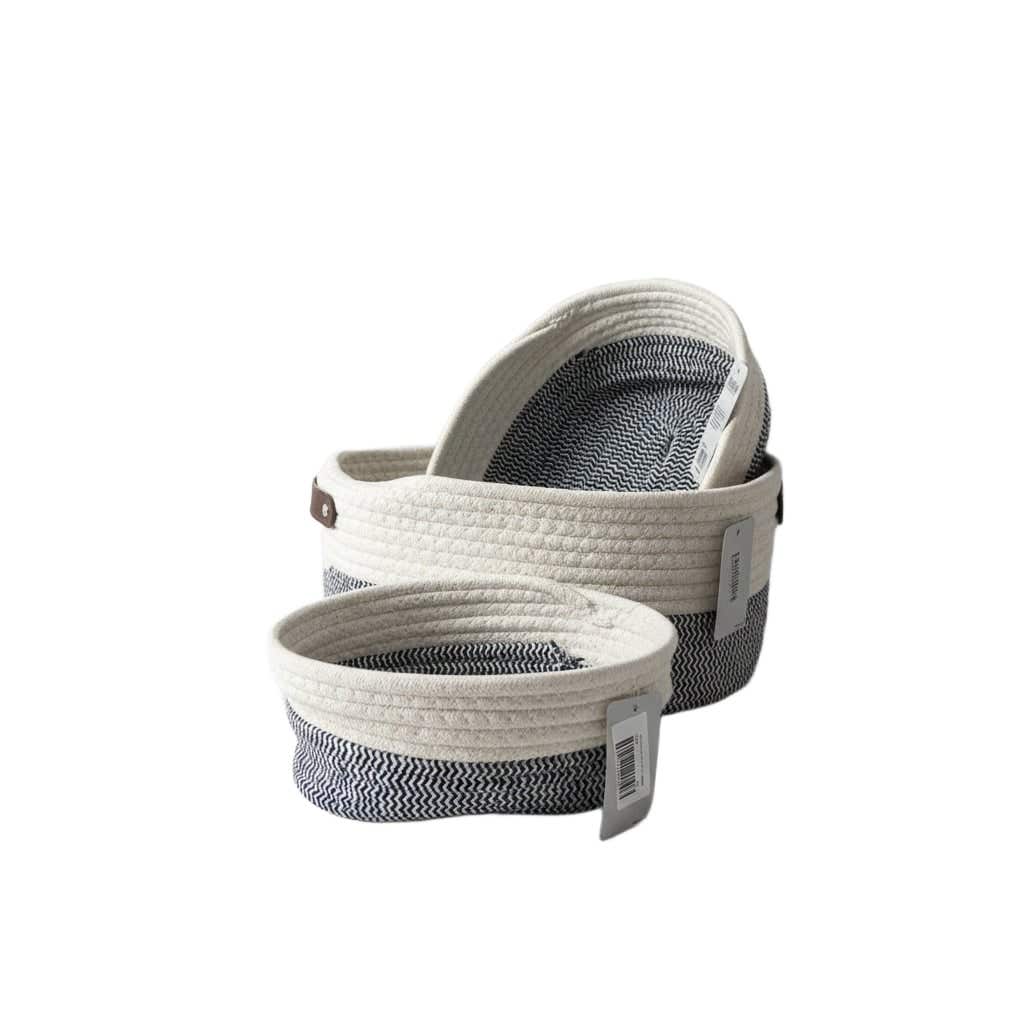 Oval fabric bathroom basket set