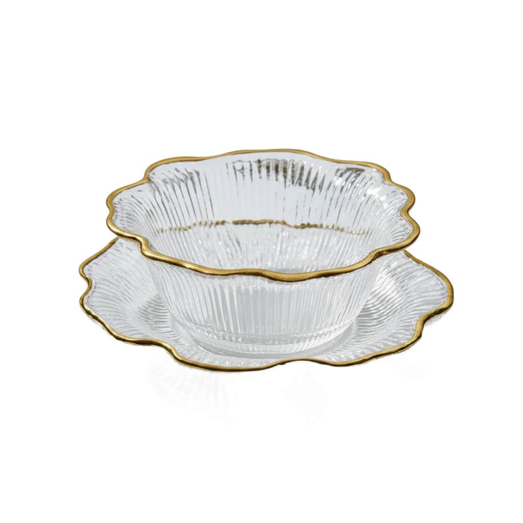 The Minimalist Hospitality Pavilion (Gold Trim Soup Bowl W/Plate Set of 6 Pcs)