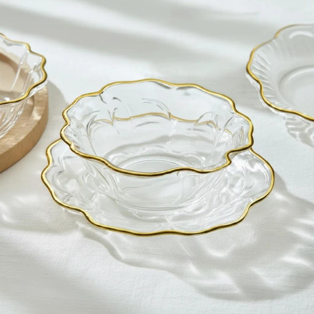 The Minimalist Hospitality Pavilion (Gold Trim Soup Bowl W/Plate Set of 6 Pcs)