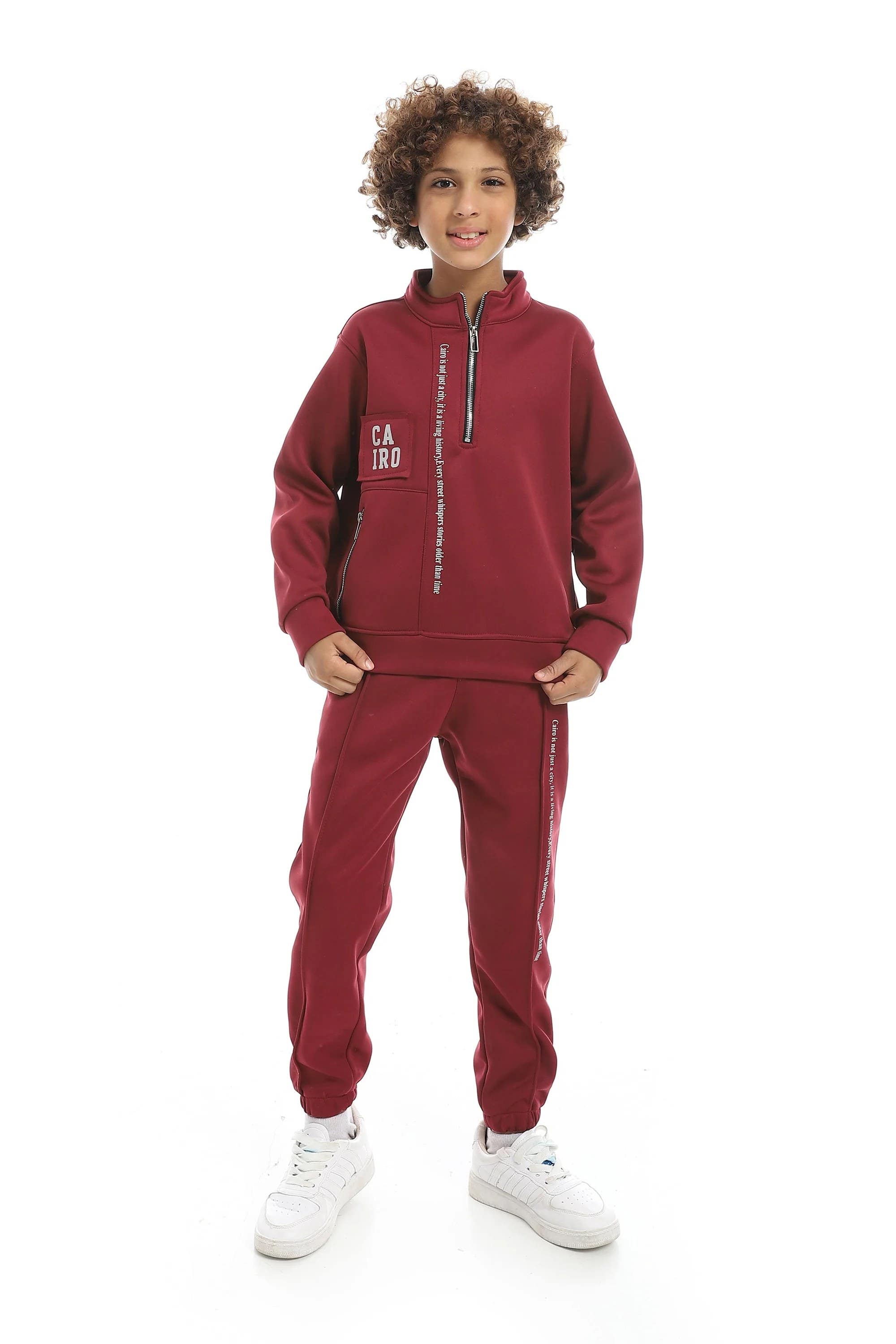 CAESAR Boy's Front Zipper Tracksuit with Prints - Active Wear