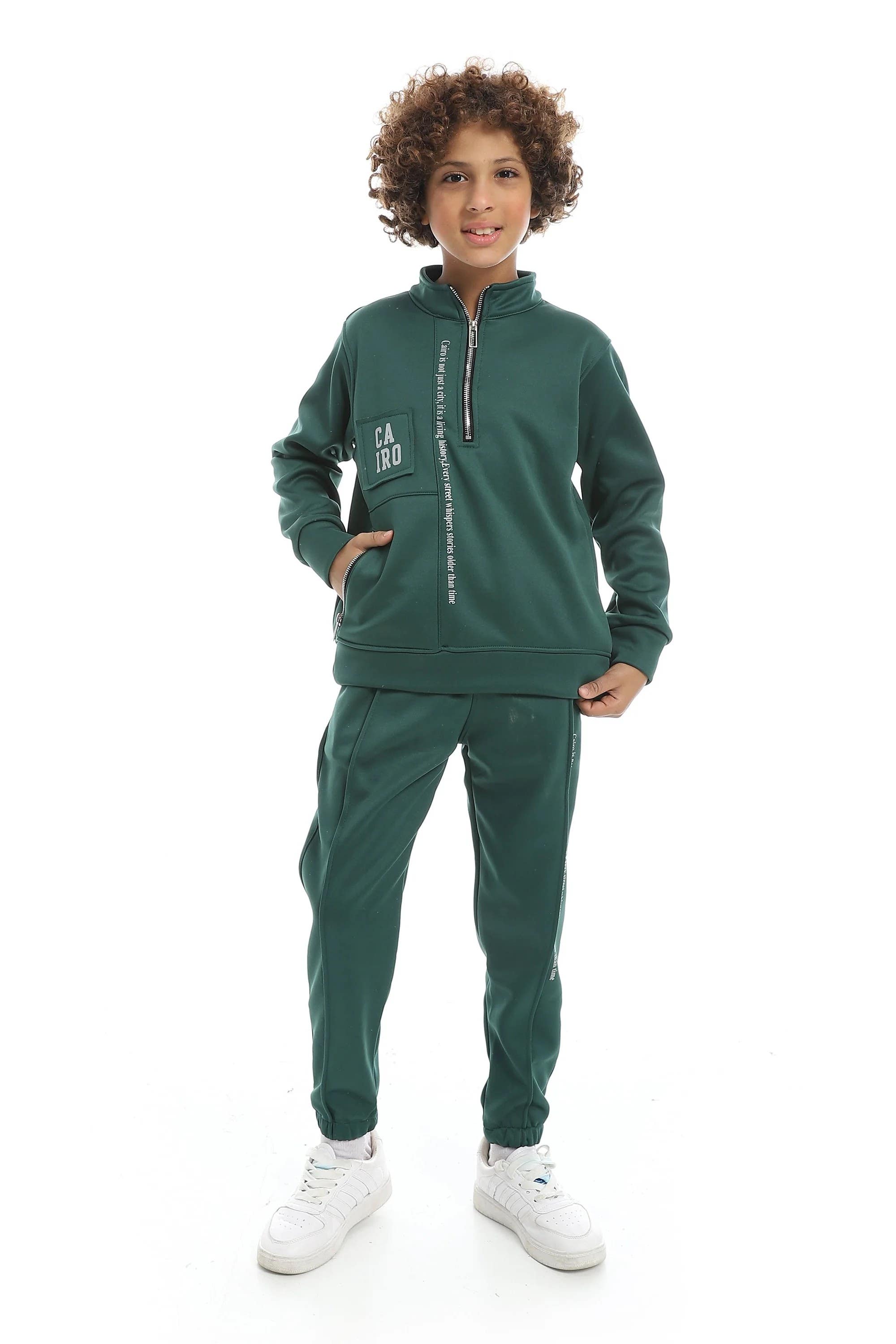 CAESAR Boy's Front Zipper Tracksuit with Prints - Active Winter Wear