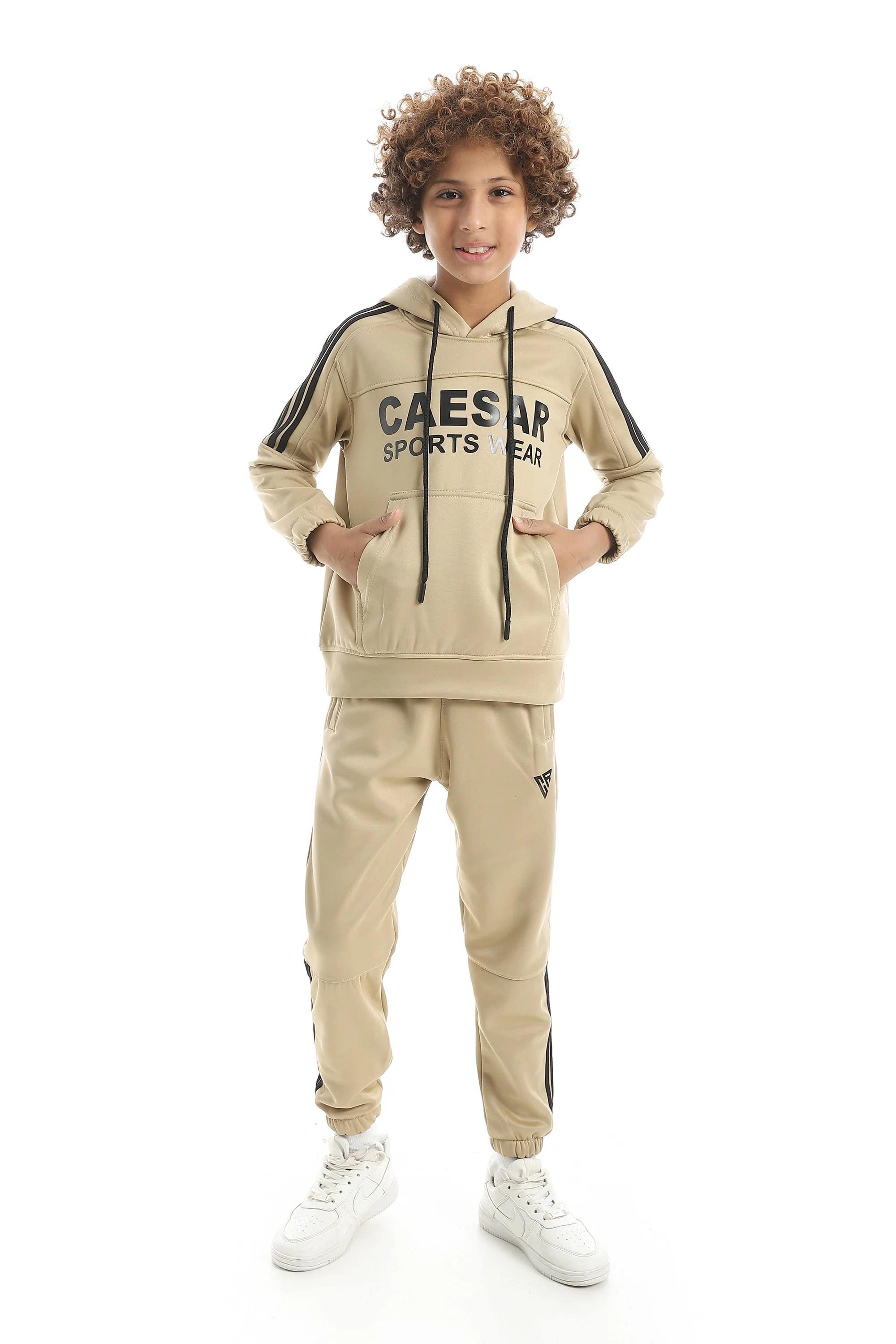CAESAR Boy's Hooded Training Suit with Premium Cotton Blend - Winter Active Tracksuit
