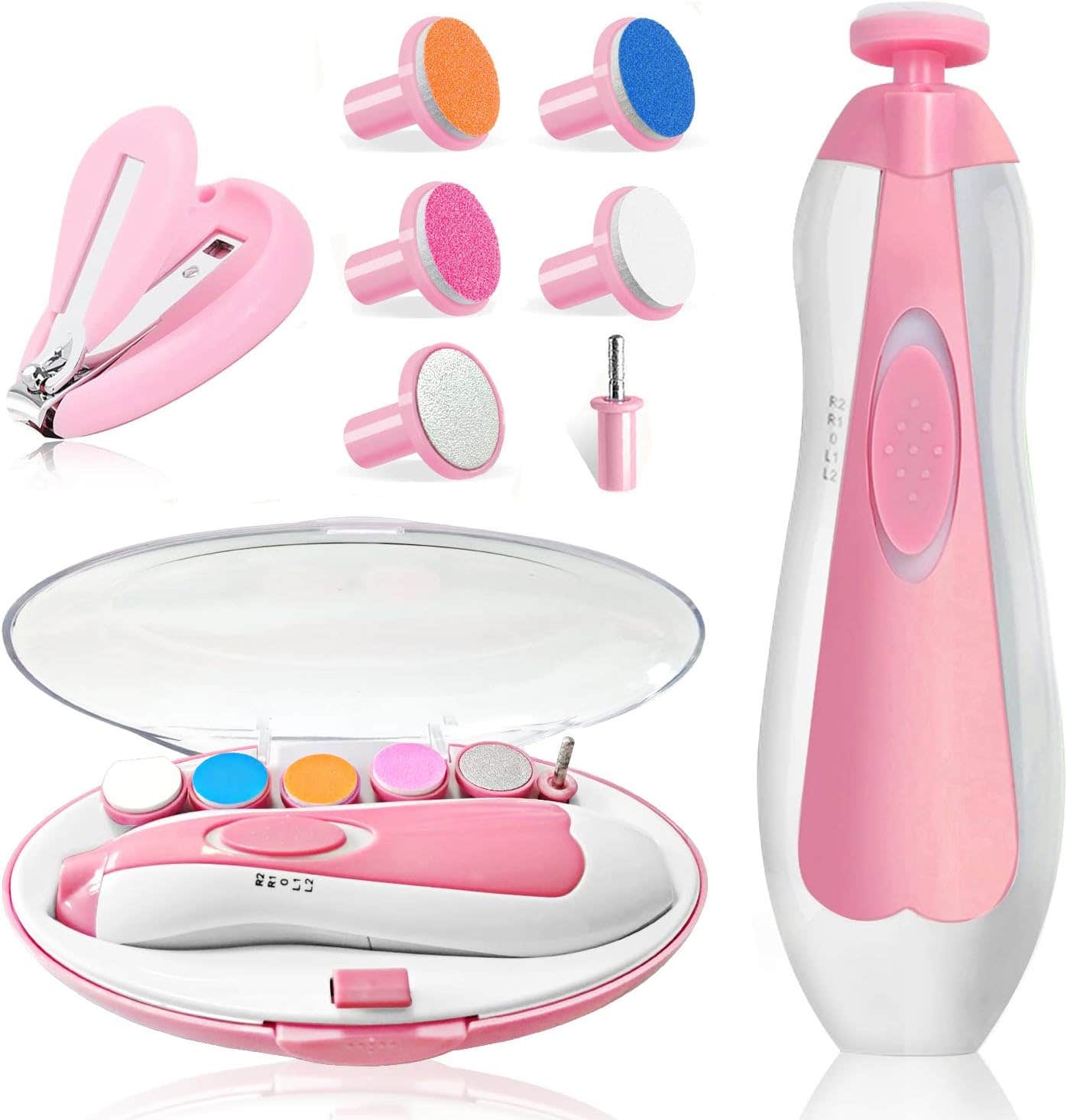 Huatansy Electric Baby Nail Trimmer Set with LED Light - Pink