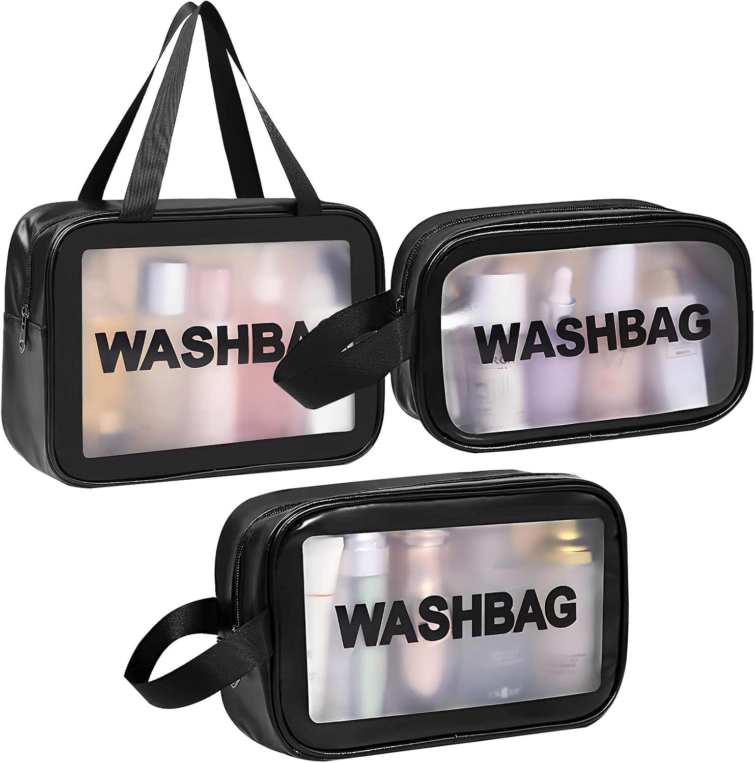 WLLHYF Clear Toiletry Bag Set - Waterproof Travel Cosmetic Bags (3 Pcs)