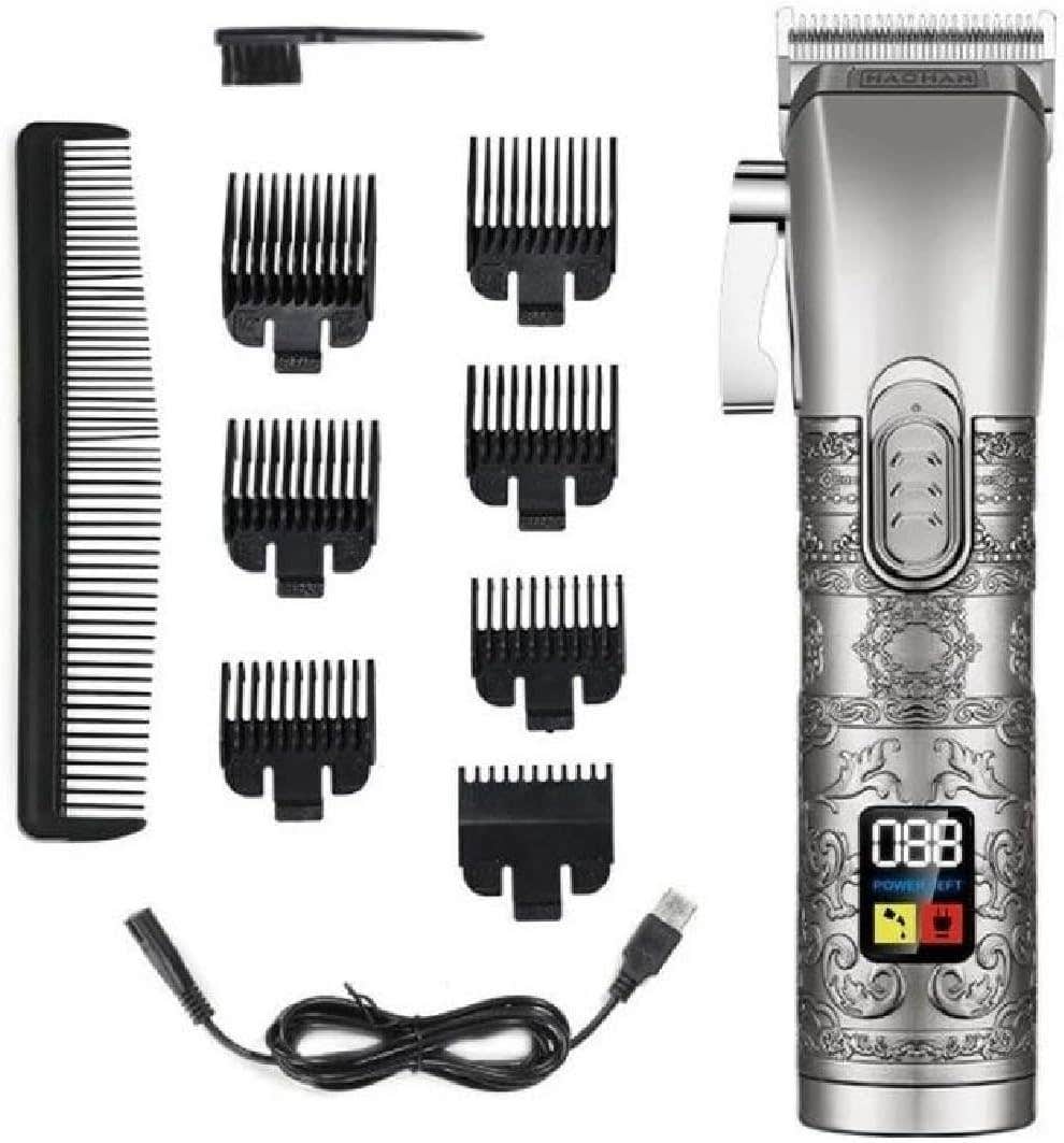 Kemei KM-1937 Hair Clipper with LCD Display, USB Charging, Metal Embossing