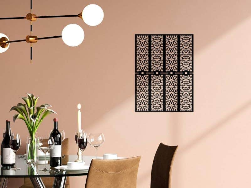 Modern Black Geometric Scallop Wood Wall Art - Home Gallery - 1kg