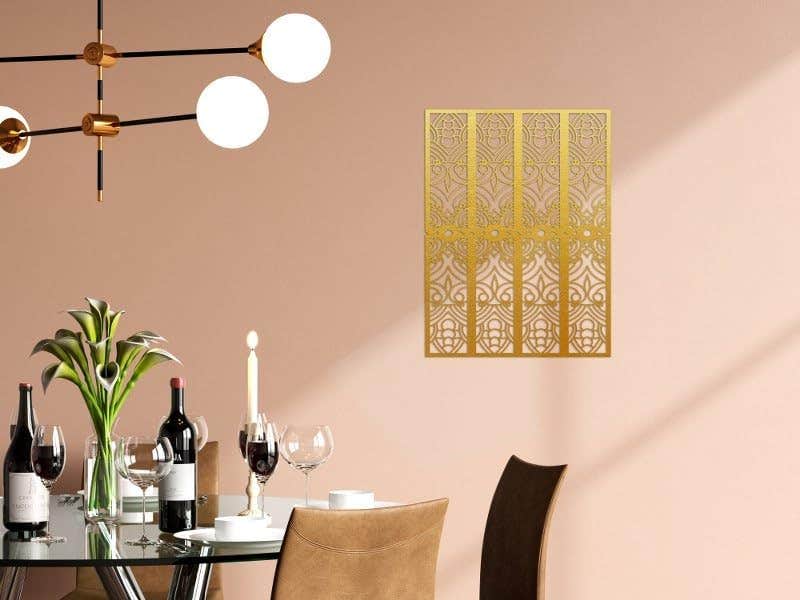 Art Nouveau Gold Wood Wall Panel - Home Gallery - 80x60 cm - gold