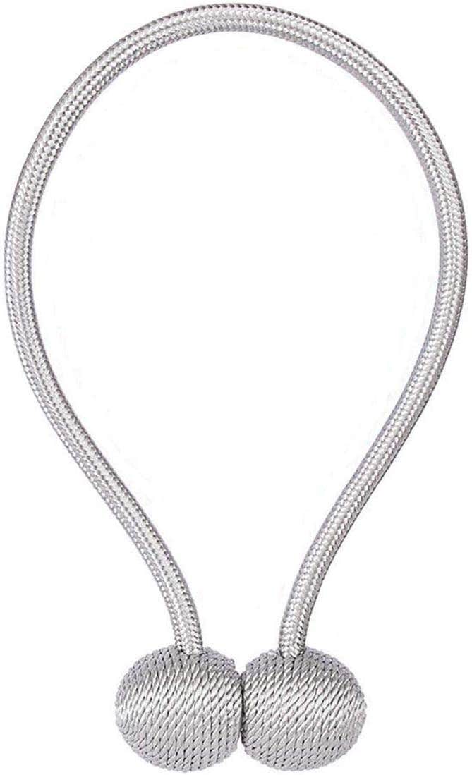 Magnetic Curtain Tiebacks Silver Grey - Decorative Holdback Holder