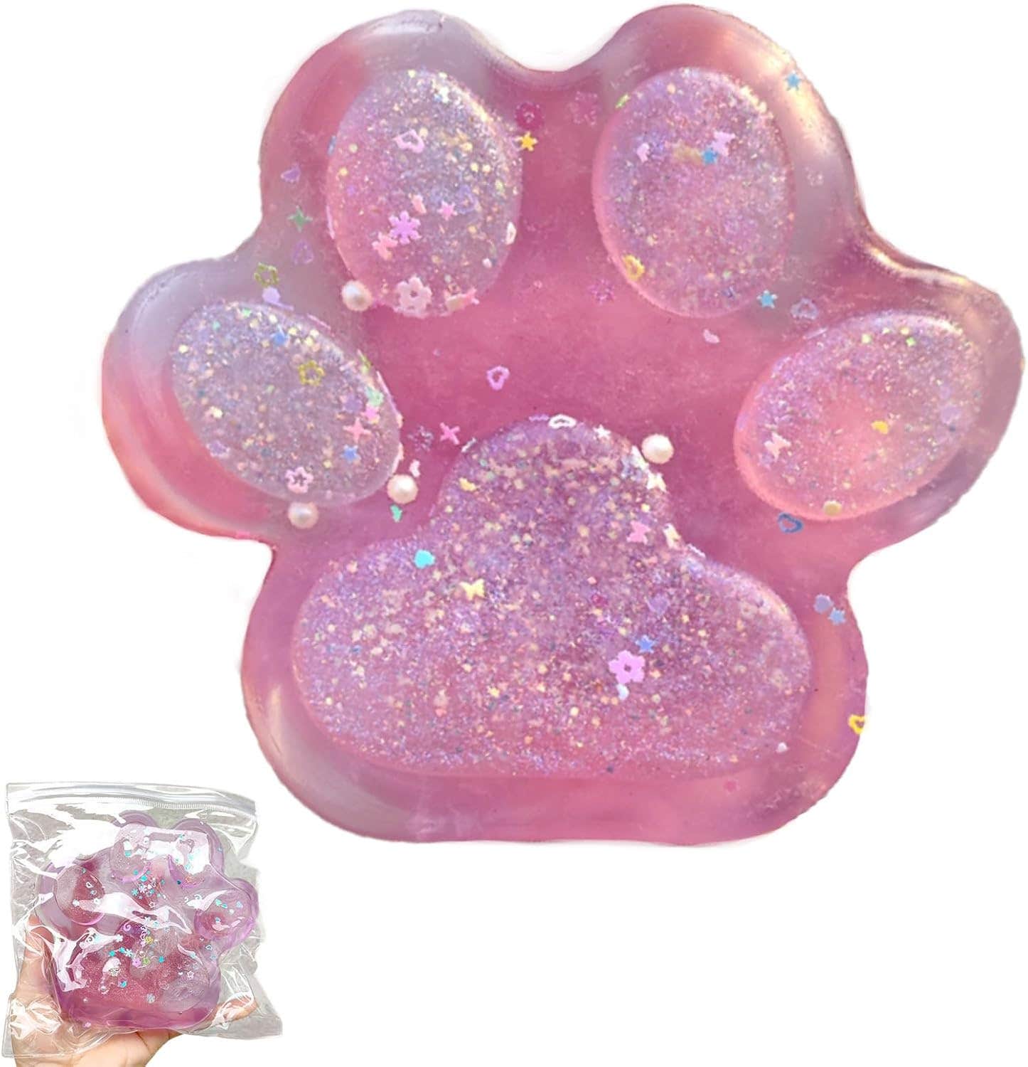 CPRNQY Purple Cat Paw Squishy Toy - Stress Relief for All Ages
