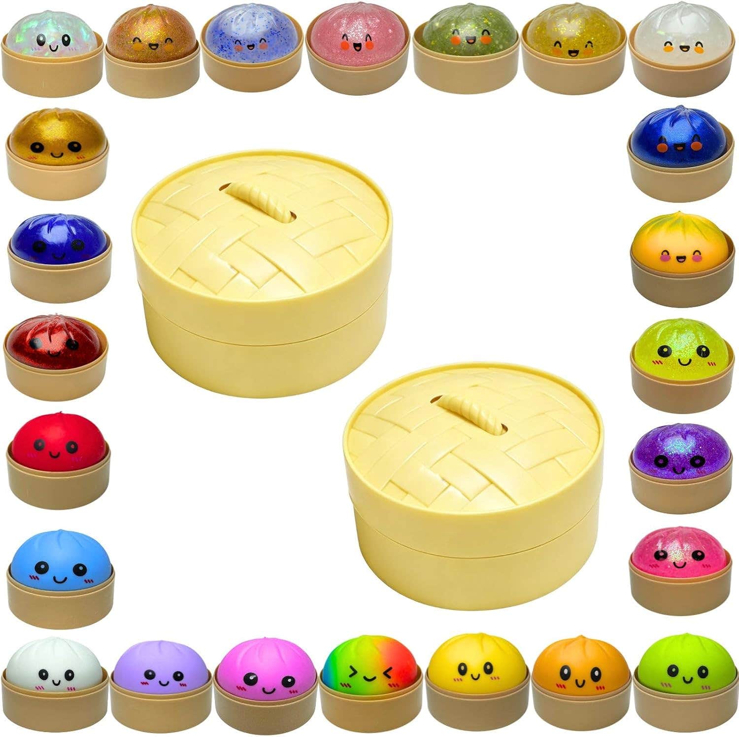 Giant Dumpling Stress Ball - Colorful Steamer Baozi Squeeze Toy
