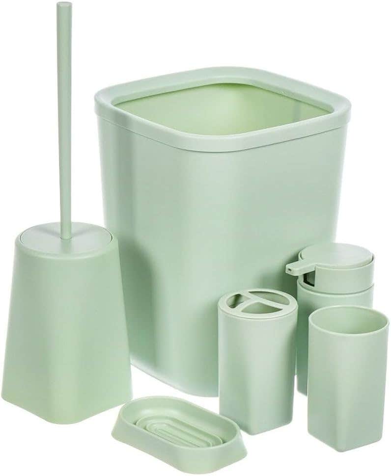Plastic Bathroom Accessories Set, Green, Practical Daily Use