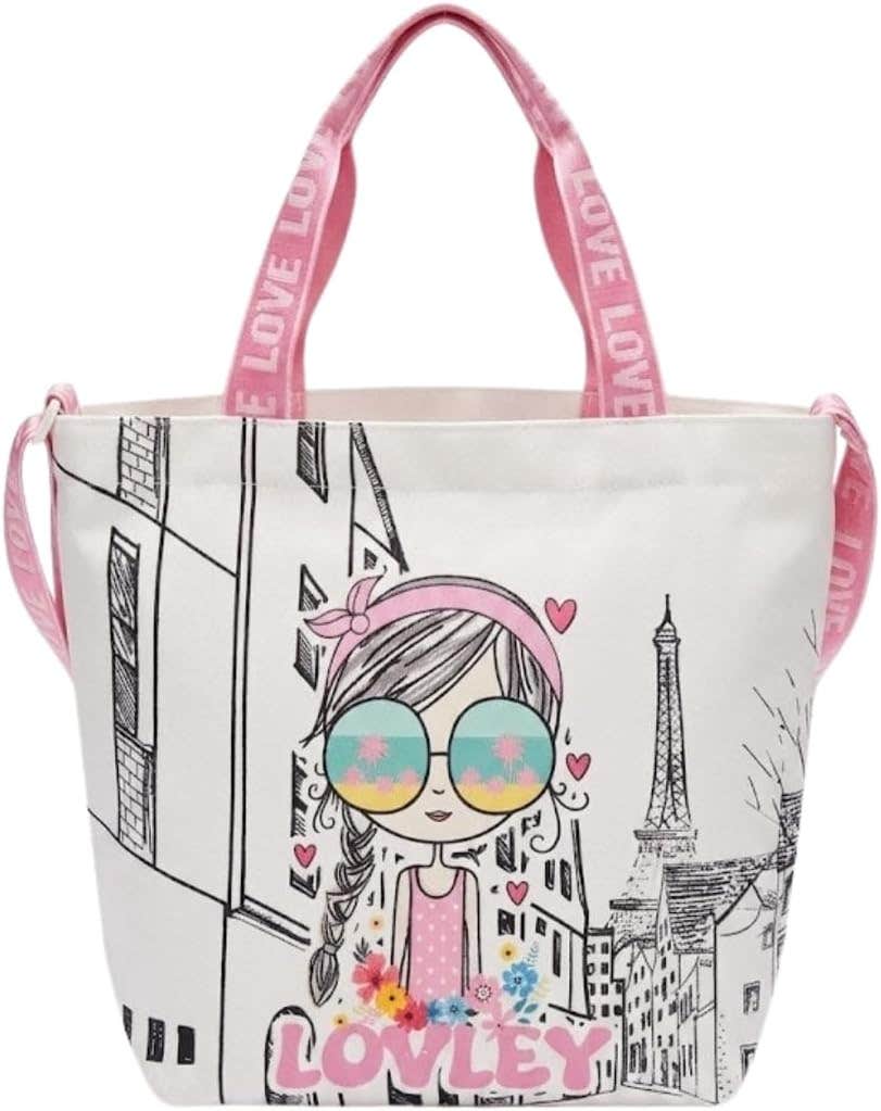 LOVELY GIRL MEDIUM BEACH BAG WHITE 45X40CM