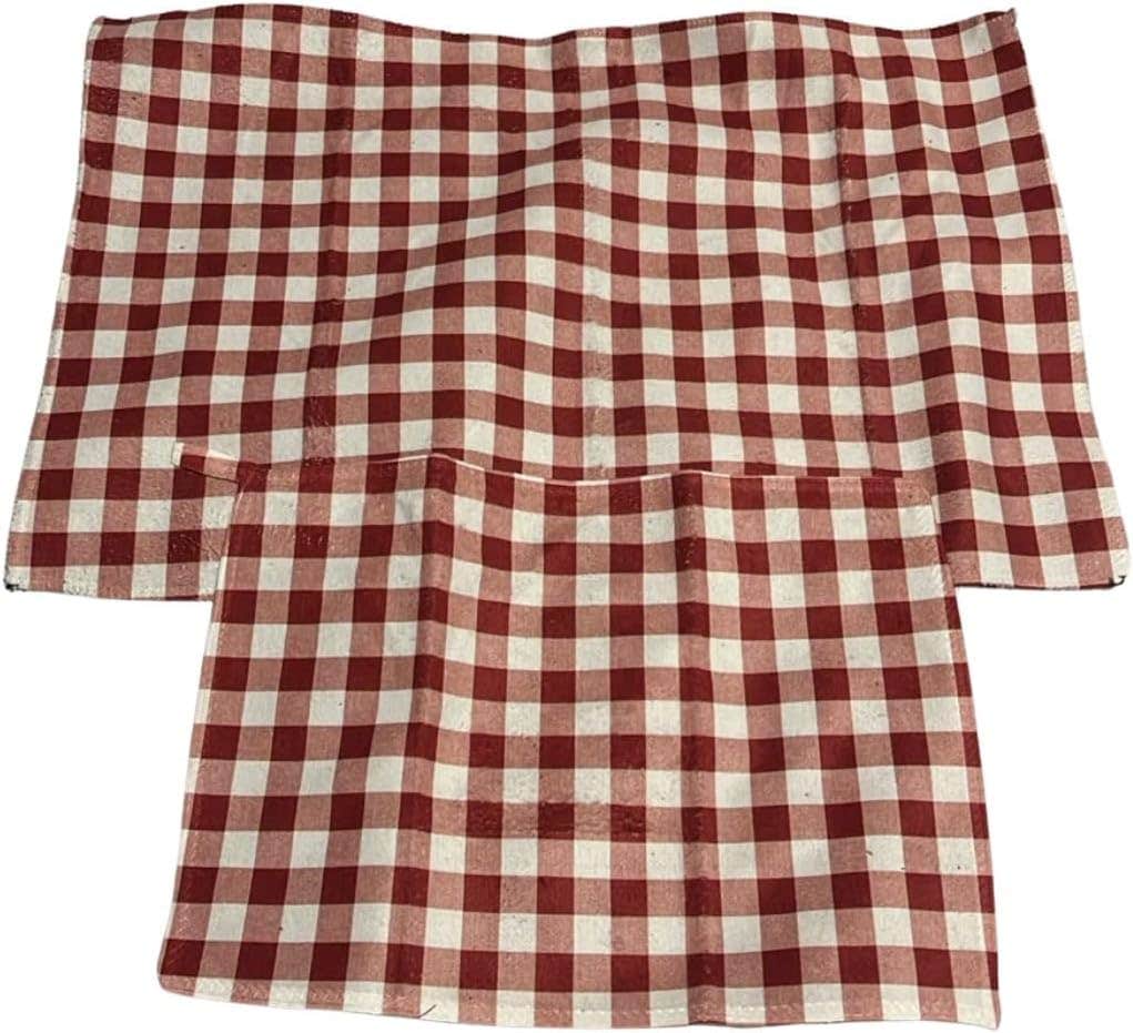 Aurora 2 Piece Microfiber Red Checkered Kitchen Towel Set