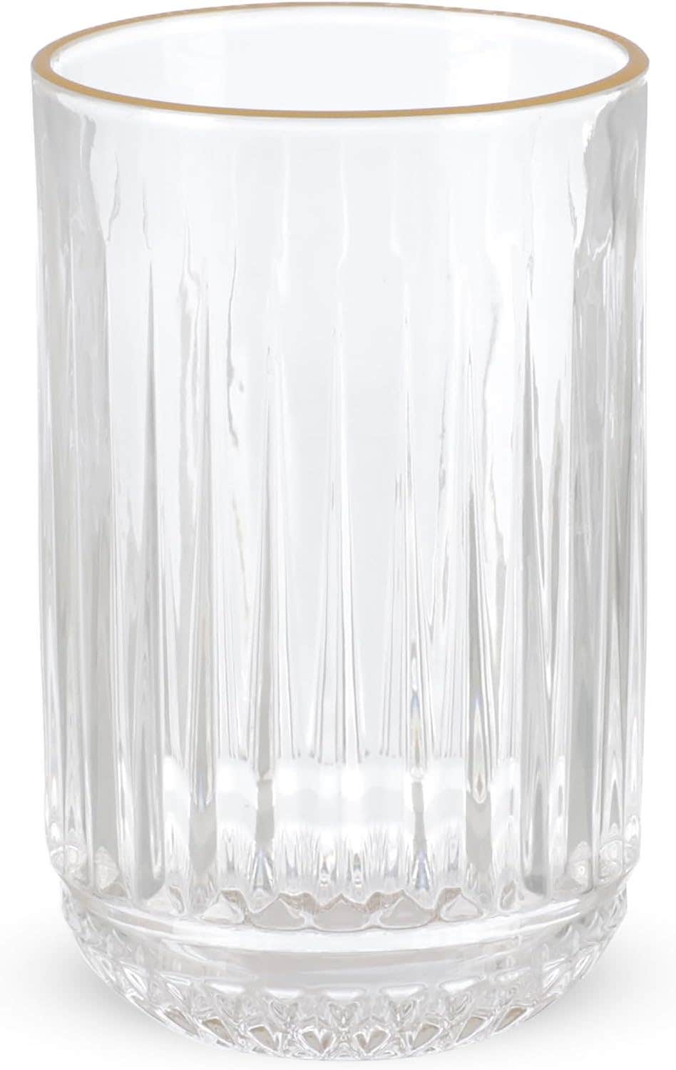 Set of 6 Long Tumbler Glasses with Golden Rim - High-Quality Glass