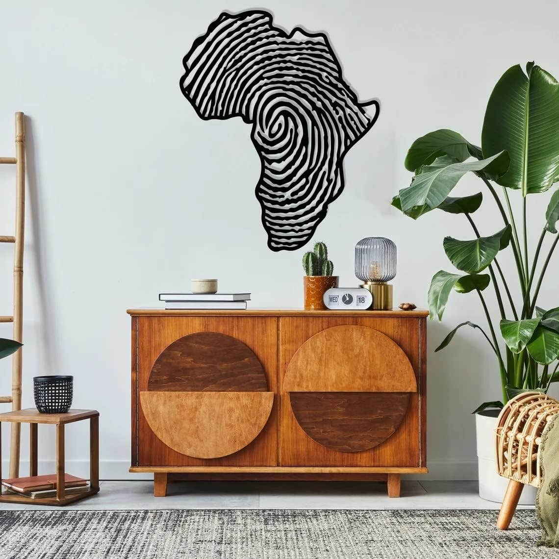Home Gallery Arabesque Wooden Wall Art 3 Panels + Lion King Tapestry - Custom Made - 80x80 cm - Black