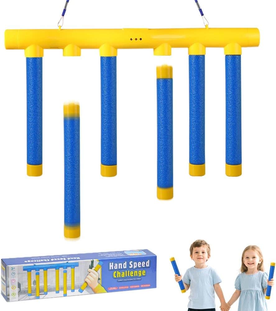 Daimeitec Catching Sticks Game - Adjustable Reaction Game for Hand-Eye Coordination (6 Sticks)