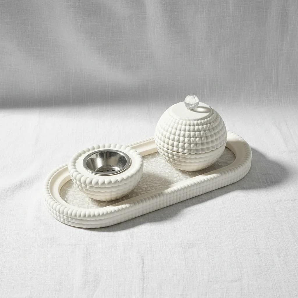 Modern Plastic Incense Burner Set - Grey/White/Beige Mix - 14x30cm - Durable & Stylish