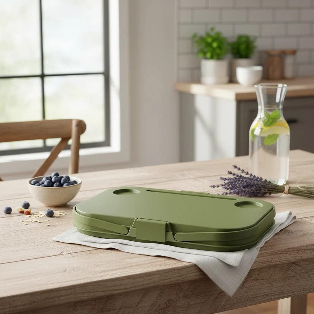 Green Folding Storage Basket 48x24x10.5cm - Space-Saving & Ventilated Utility Organizer