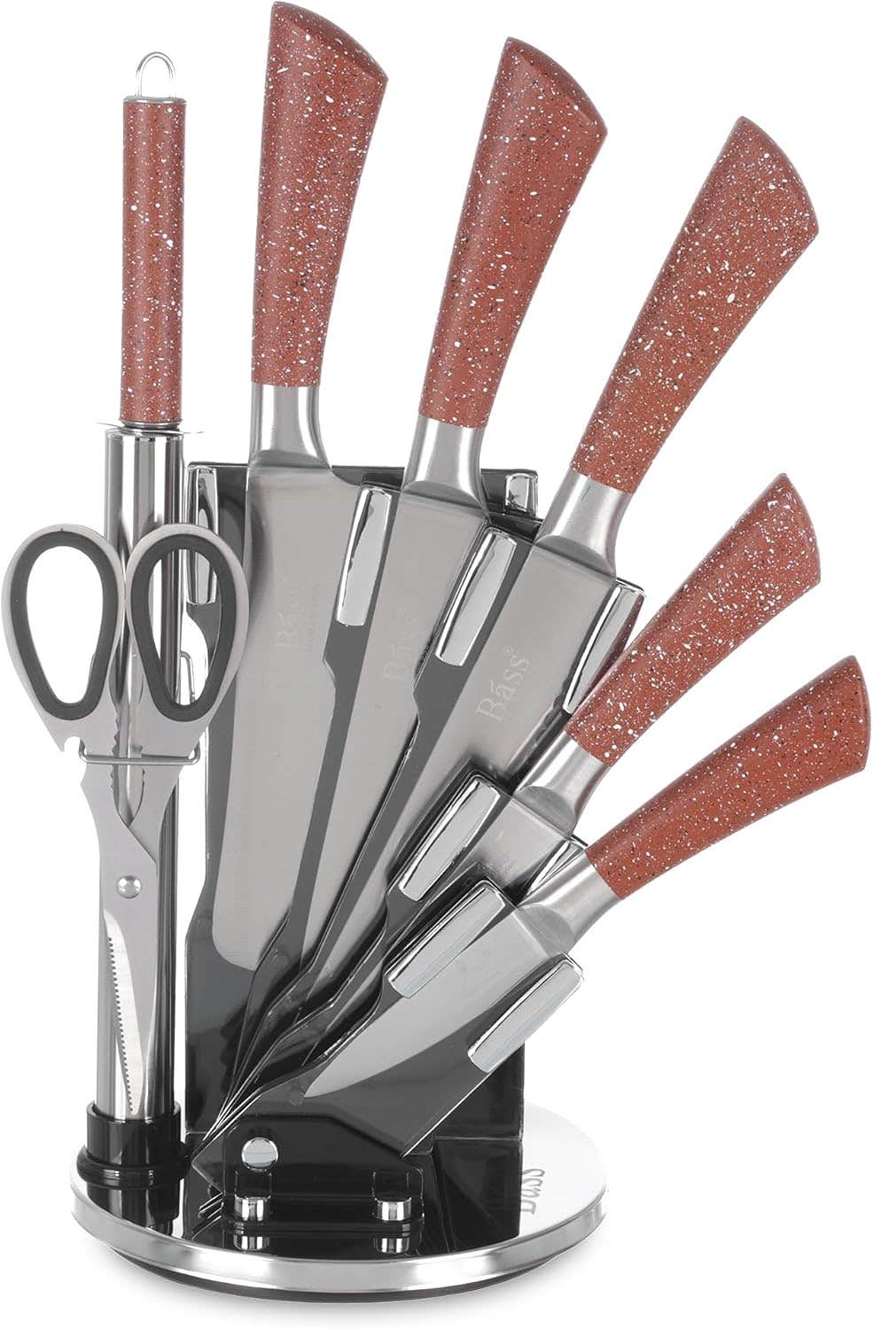 8-Piece Kitchen Knife Set with Revolving Stand, Stainless Steel