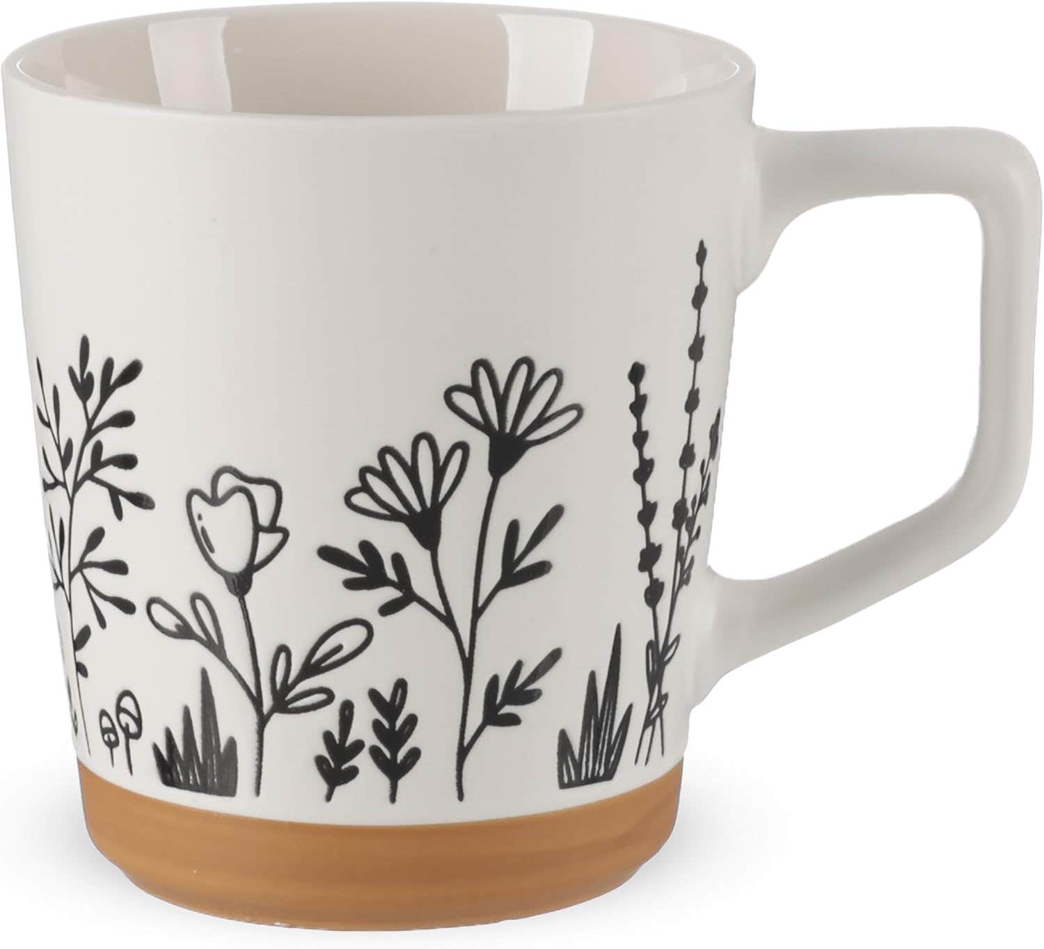 Coffee Mug, Large Size, Flower Design, Porcelain