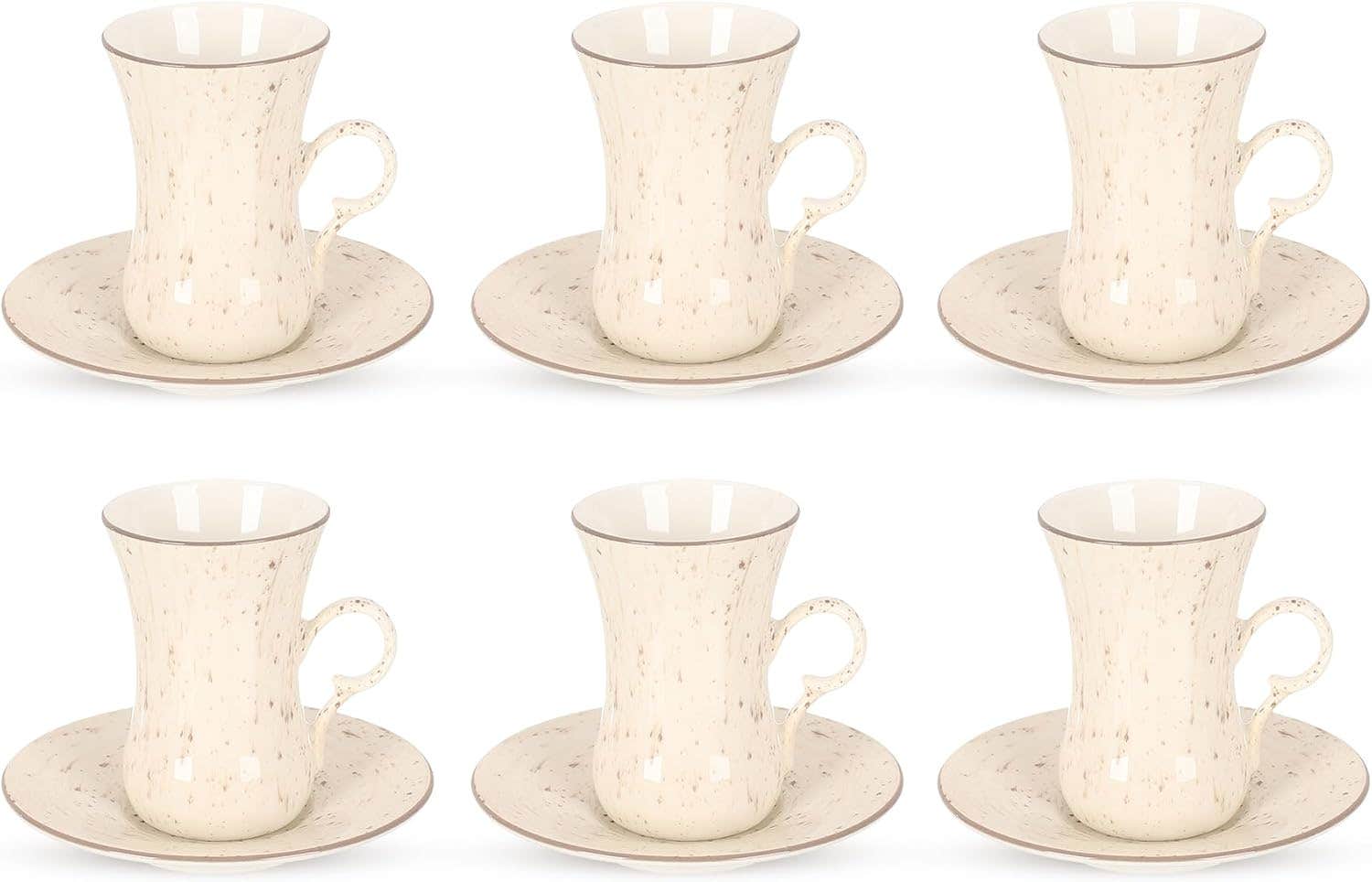 Porcelain Beige 2 Set of 12 Coffee Cups and 6 Saucers