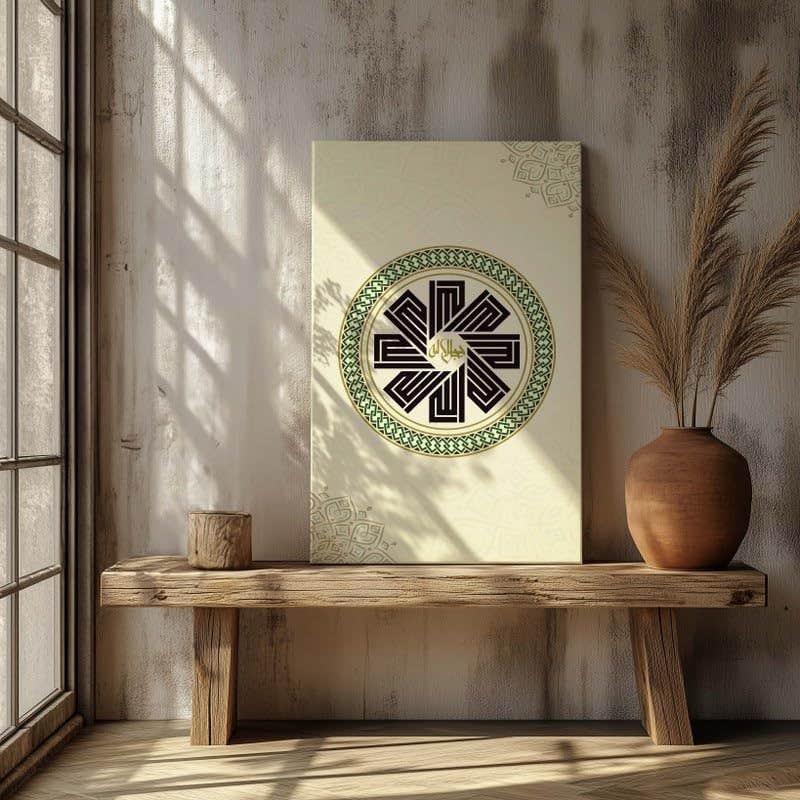 Kufic Calligraphy ِAllah Art Printed On Canvas 60x40