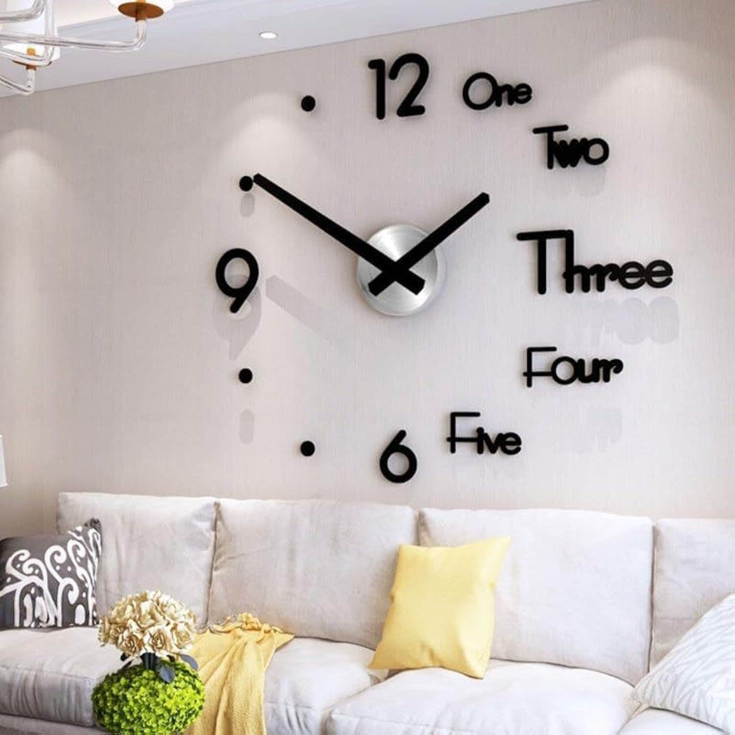 Modern Black Wood Wall Clock 80 cm - Home Gallery - Timer Feature
