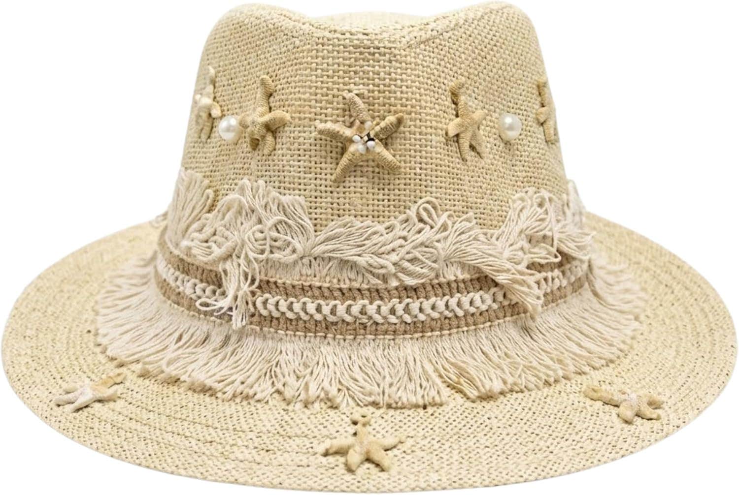 Handmade Starfish Off White Summer Beach Sun Hat - Generic Brand