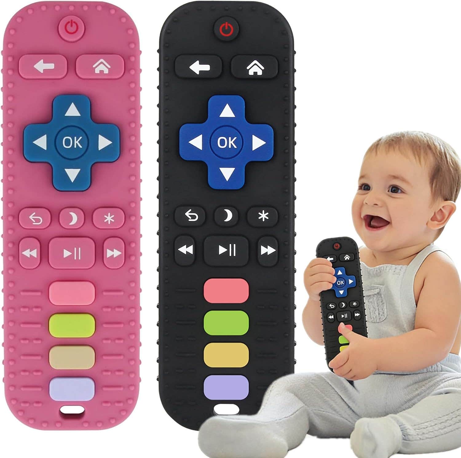 Fu Store 2-Pack Silicone Teething Toys for Babies - BPA-Free Chew Toys