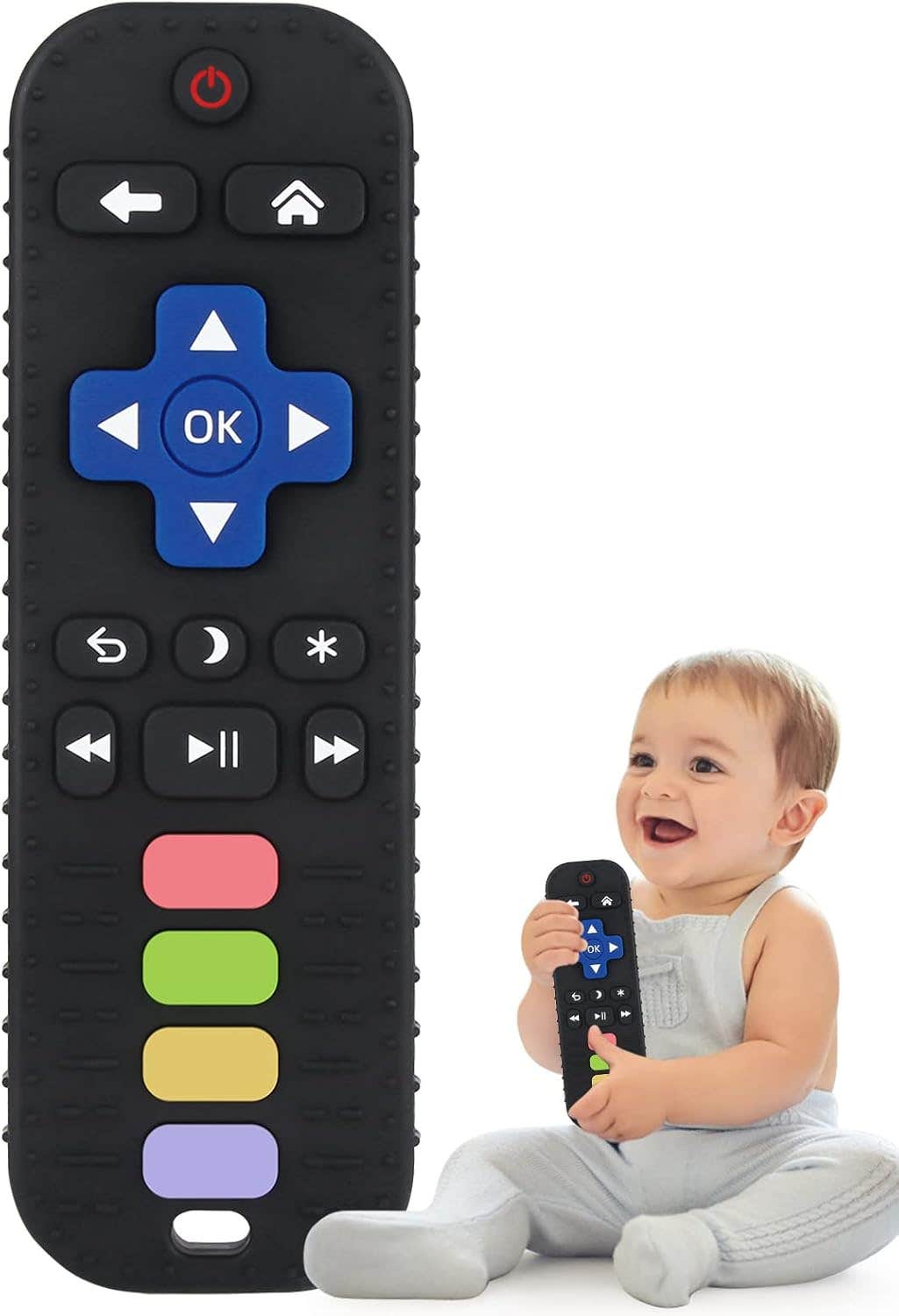 Silicone Teether for Infants and Toddlers – Remote Control Shaped – For Chewing and Soothing Gums – Black