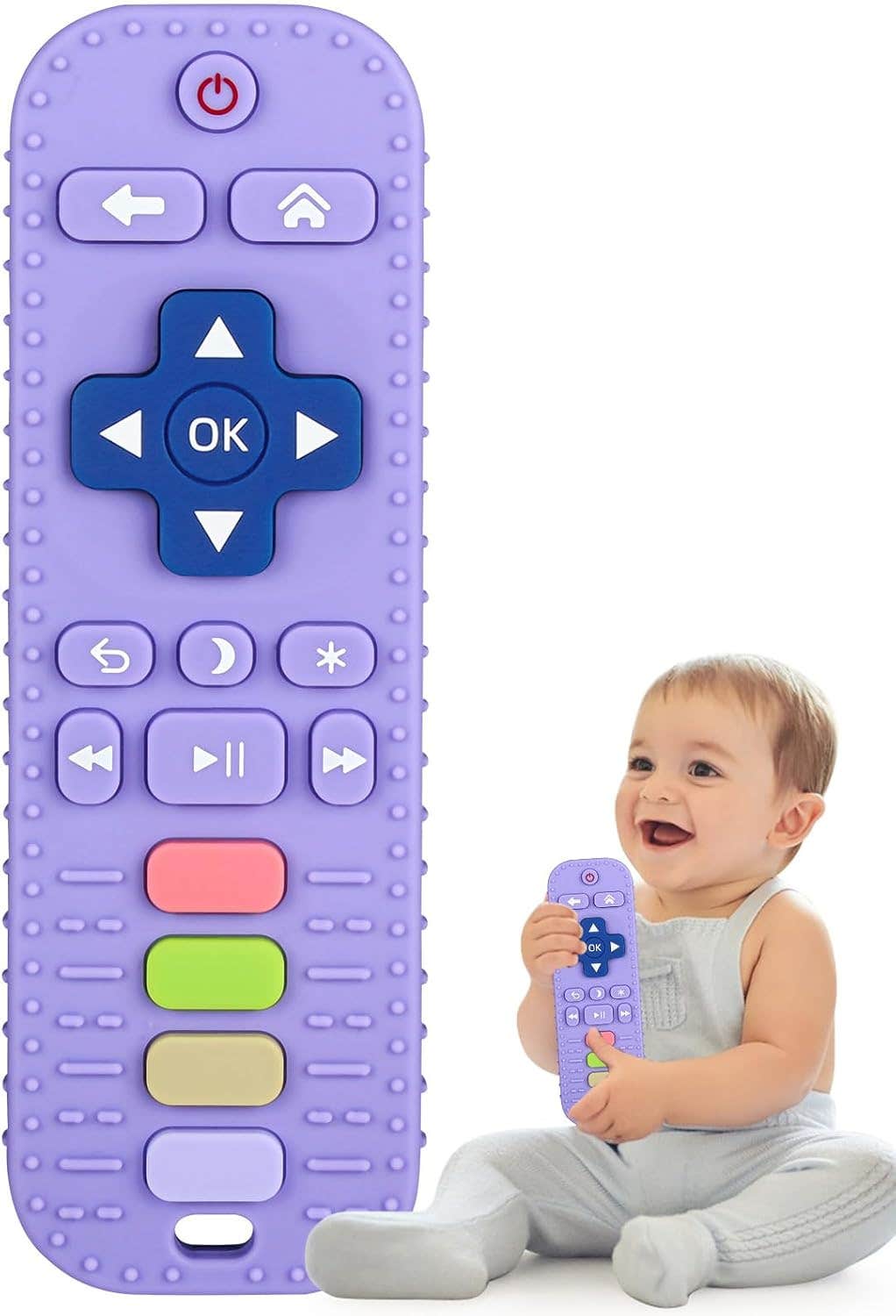 Silicone Teether for Infants and Toddlers – Remote Control Shaped – For Chewing and Soothing Gums – Mauve