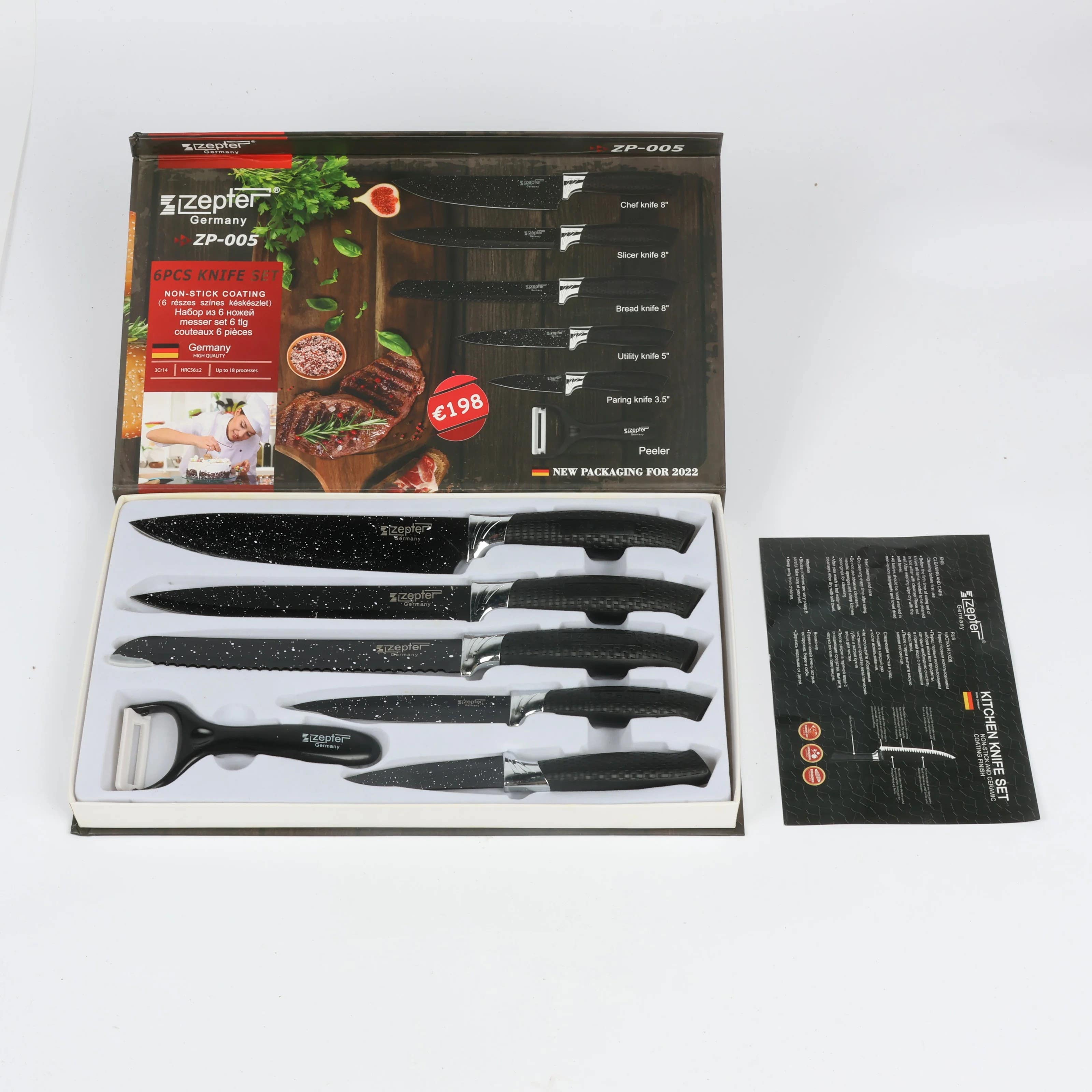 Zepter Ceramic 6-Piece Non-Stick Kitchen Knife Set - Professional Precision